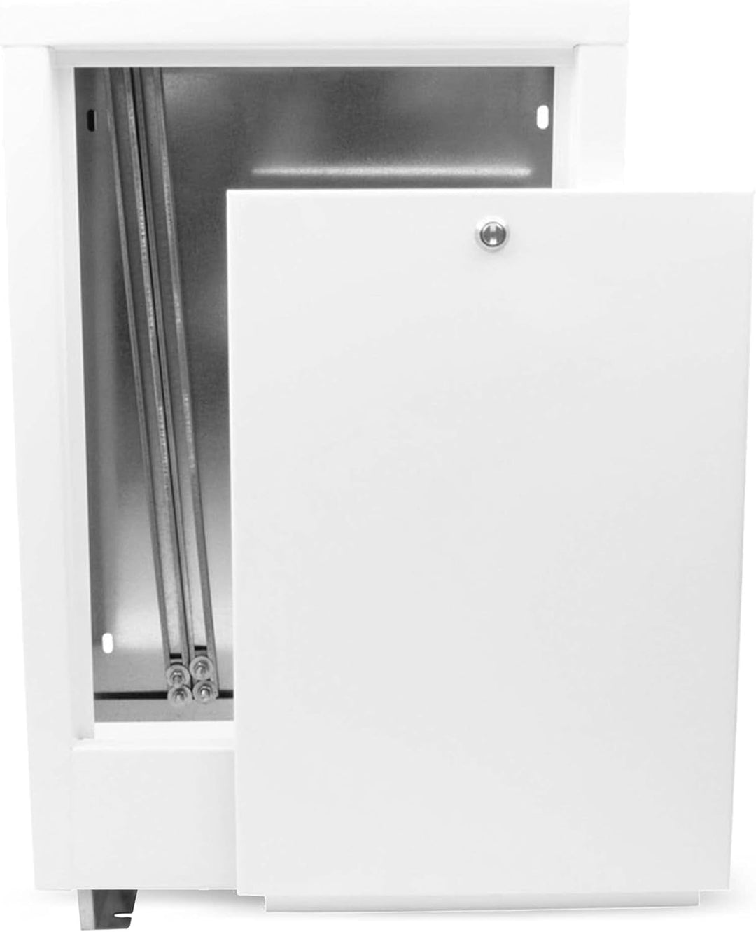 Verteilerschrank Zentrale Fussbodenheizung 2–4 Anschlüsse Einbaugehäuse aus Weiss pulverbeschichtete