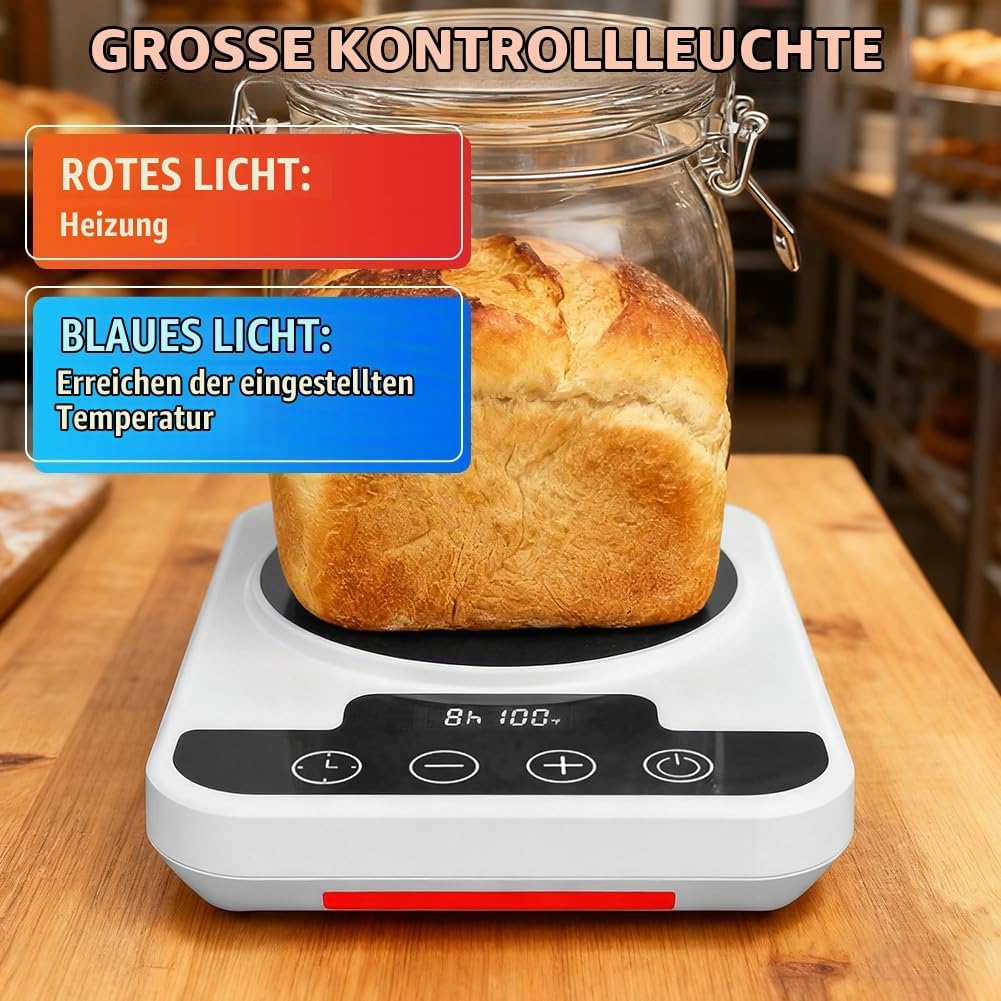 Sauerteig Starter Warmer, Warmhaltematte für Sauerteigstarter, Präzise Temperaturregelung 1°C (21-49