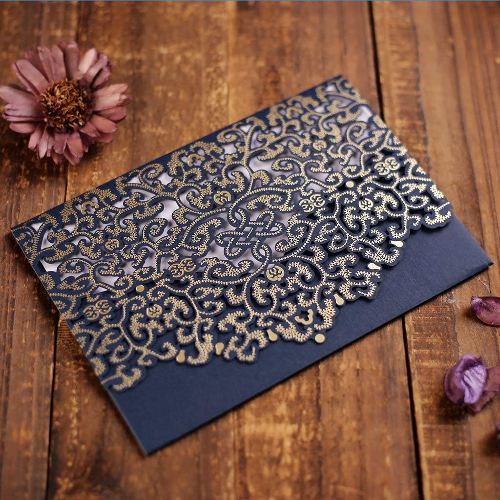 CYSKY Hochzeit Einladungskarte 50 Stück Hochzeit Einladungskarte Kit mit leeres bedruckbares Papier