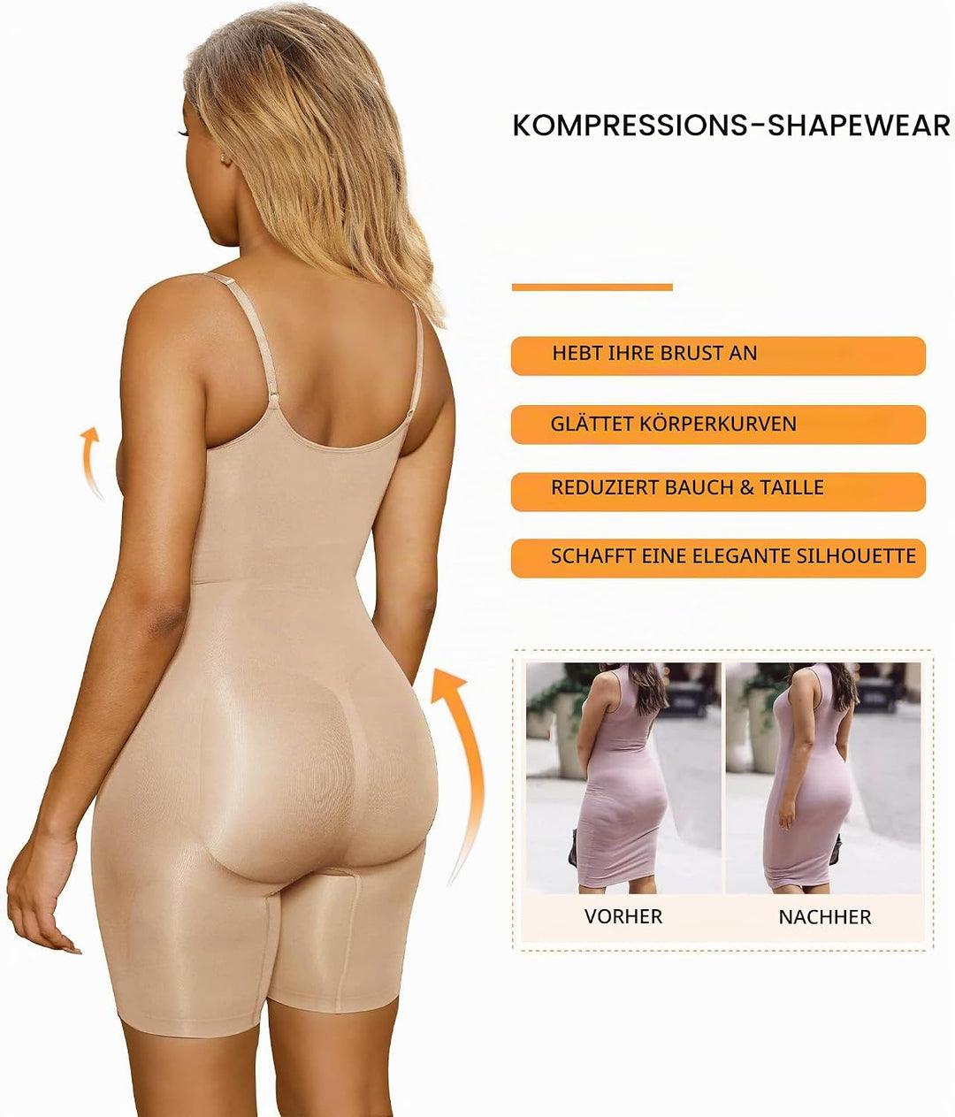SHAPERX Shapewear Damen Figurformender Body Shaper Bauchweg Formende Bodys Abnehmen Shaping Bodysuit