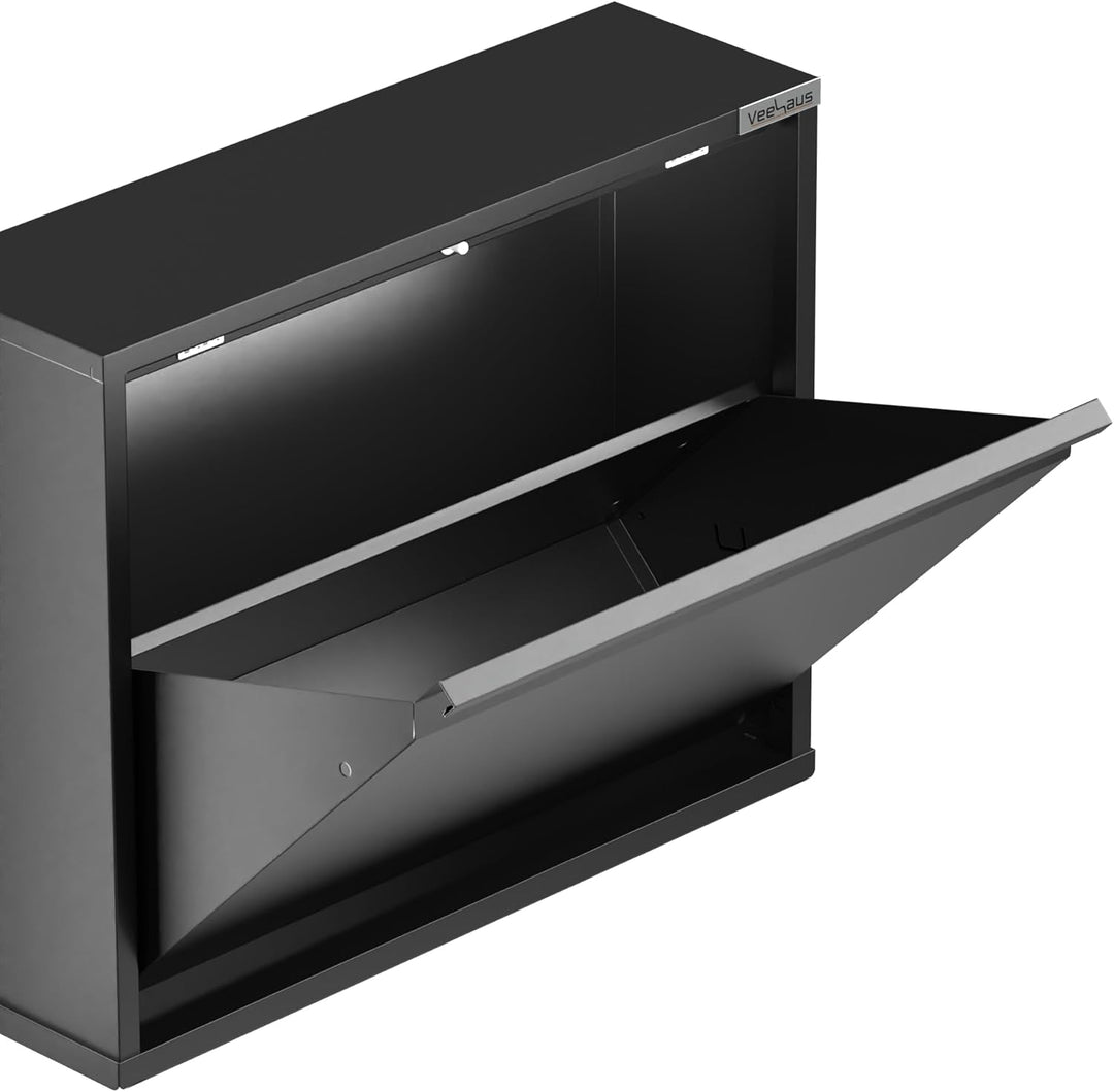 VEEHAUS Schuhregal Schmal Metall Schuhschrank Hoch Schuhkipper mit Magnetische Abdeckung Metall Mont