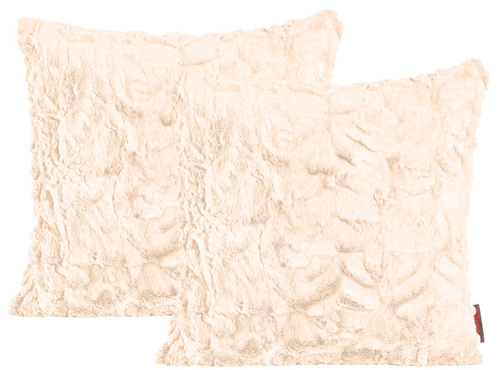 MAGMA Fluffy Kissenhülle ca. 50 x 50 cm kuschelweicher Plüsch in Felloptik 71 Nude-beige (2er Set)