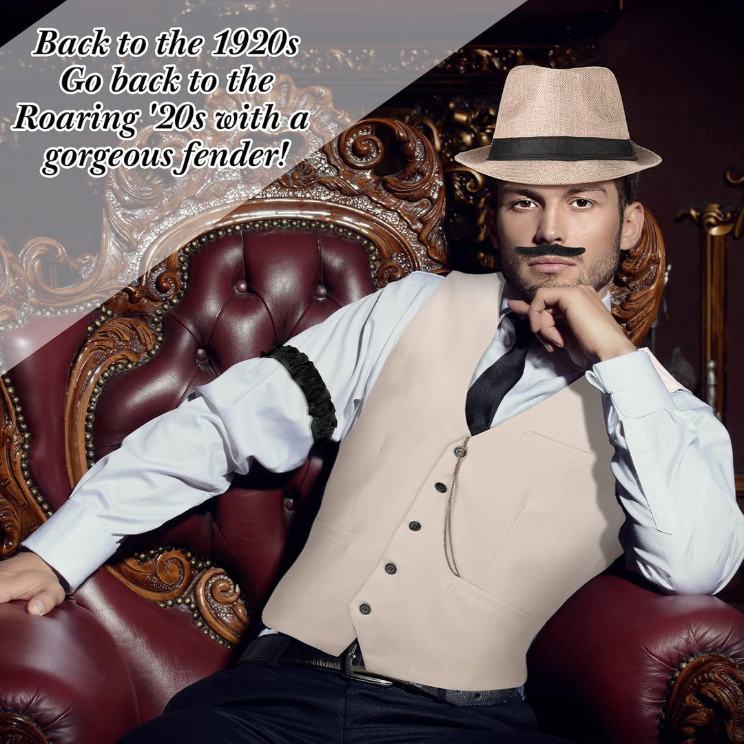 Blulu 1920er Herren Zubehör Gatsby Gangster Kleidung Kostüm Cosplay Outfit mit Weste Fedora Hut Tasc