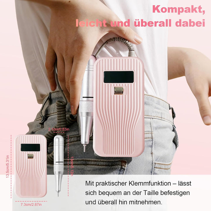 Nagelfräser 45000 U/min Professionell, 11-in-1 nagelfräser für gelnägel Set mit LCD-Display, Nagelfe