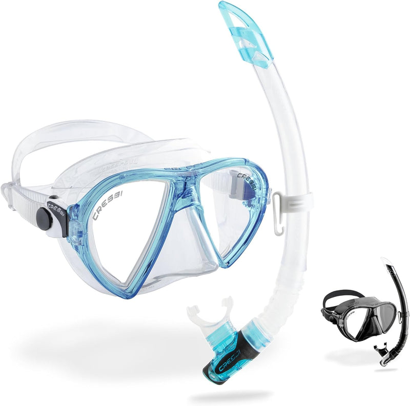 Cressi Tauchmaske Ocean Schnorchelset Transparent/Aquamarin, Schnorchelset Transparent/Aquamarin