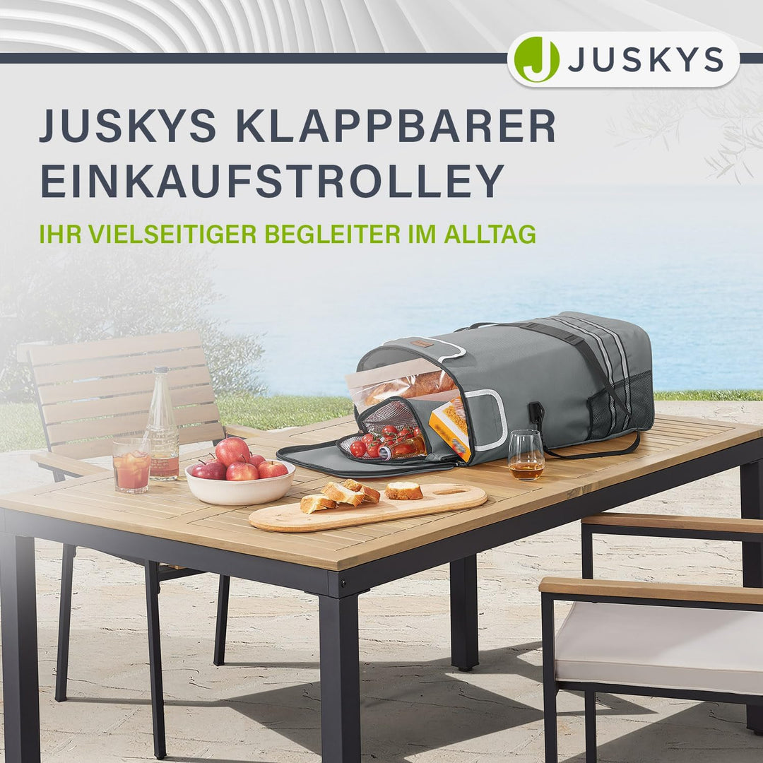 Juskys Einkaufstrolley 3in1 mit 2 Rollen für Shopping - 56 L Tasche abnehmbar - Trolley klappbar & m