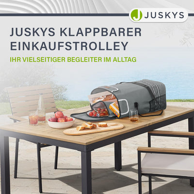 Juskys Einkaufstrolley 3in1 mit 2 Rollen für Shopping - 56 L Tasche abnehmbar - Trolley klappbar & m