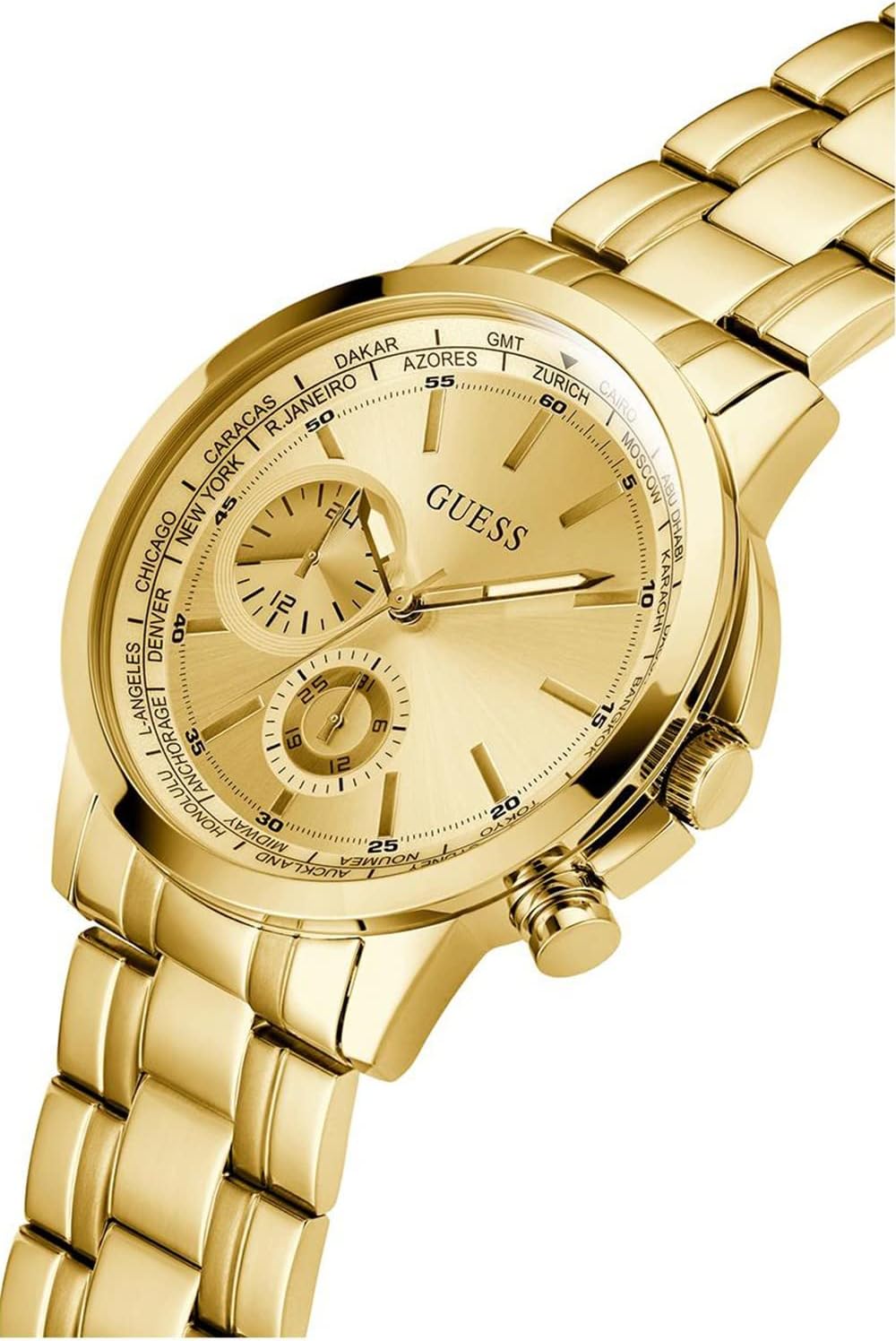Guess US Men's Gold-Tone Multifunction Watch Golden, Golden
