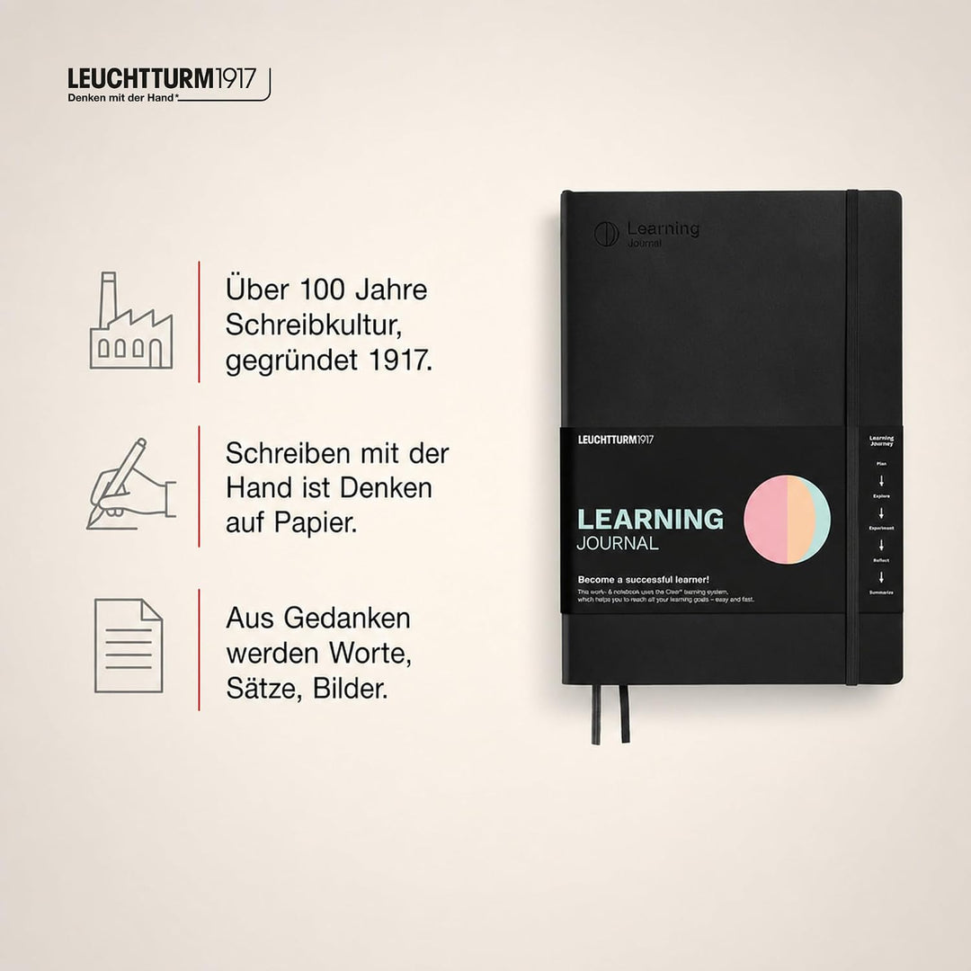 LEUCHTTURM1917 367497 Learning Journal Composition (B5), Flexcover, Schwarz, Englisch Englisch Schwa