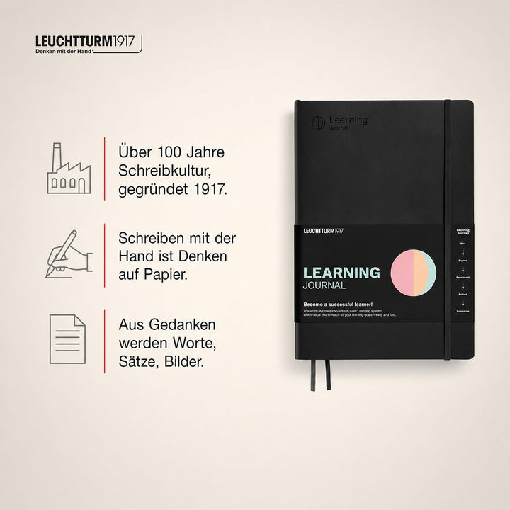 LEUCHTTURM1917 367497 Learning Journal Composition (B5), Flexcover, Schwarz, Englisch Englisch Schwa
