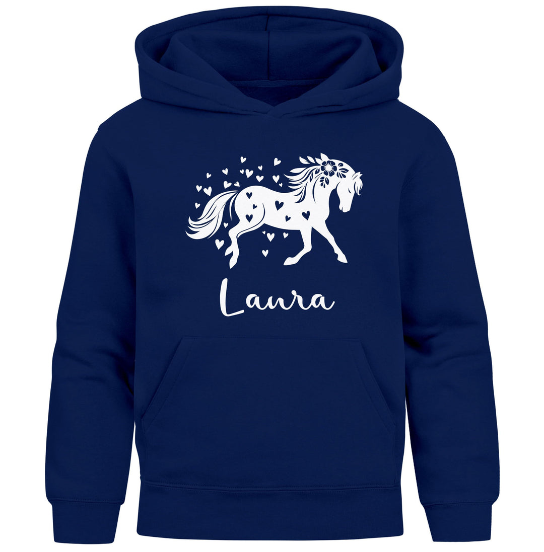 SpecialMe® Kinder Hoodie Mädchen Pferde Herzen Motiv Mädchengeschenke mit Pferde Herzchen Print Pfer