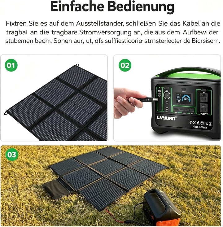 Faltbares Solarpanel 250W Solar-Ladegerät IP67 Wasserdicht und Staubdicht Hohe Ausgangskonversionsef