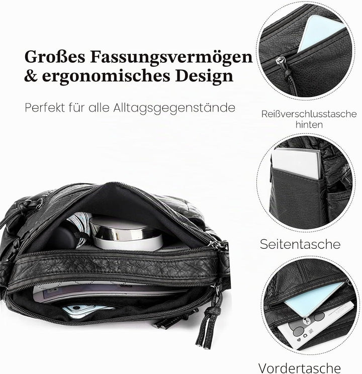 FANDARE Damen Umhängetasche Schultertasche Frauen Crossbody Bag Wasserdicht PU Leder Damentasche Sch