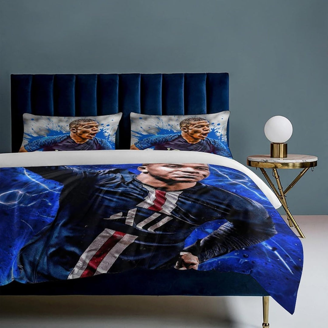 Fussball Star Bettwäsche 135x200 2-Teilig Mit Reissverschluss Microfaser Bettbezug Mit 80x80cm Kisse