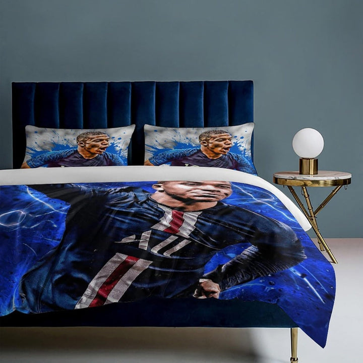 Fussball Star Bettwäsche 135x200 2-Teilig Mit Reissverschluss Microfaser Bettbezug Mit 80x80cm Kisse