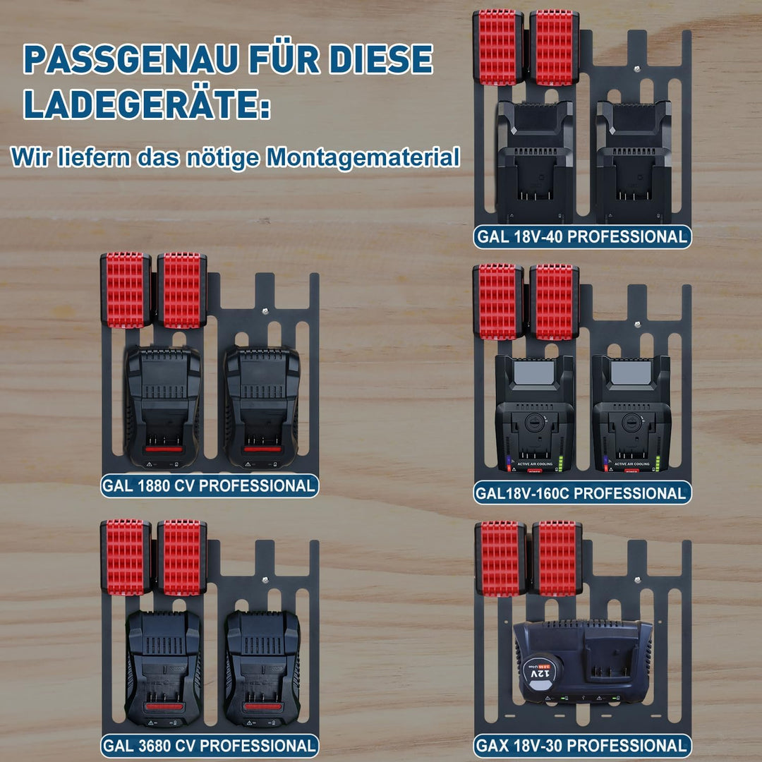 TOPOWN 3in1 Wandhalterung für Bosch Professional Ladegeräte GAL 1880 CV / 18V-40 / 18V-160 C / 3680