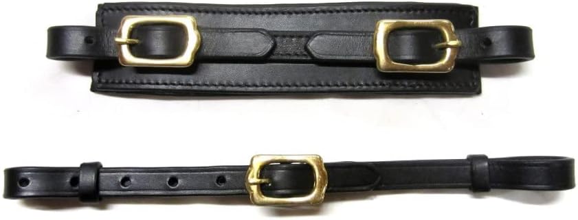 PS Pferdeartikel Mit Softleder gepolsterter Nasenriemen Plus Kinnriemen im Set Farbe Natur mit silbe