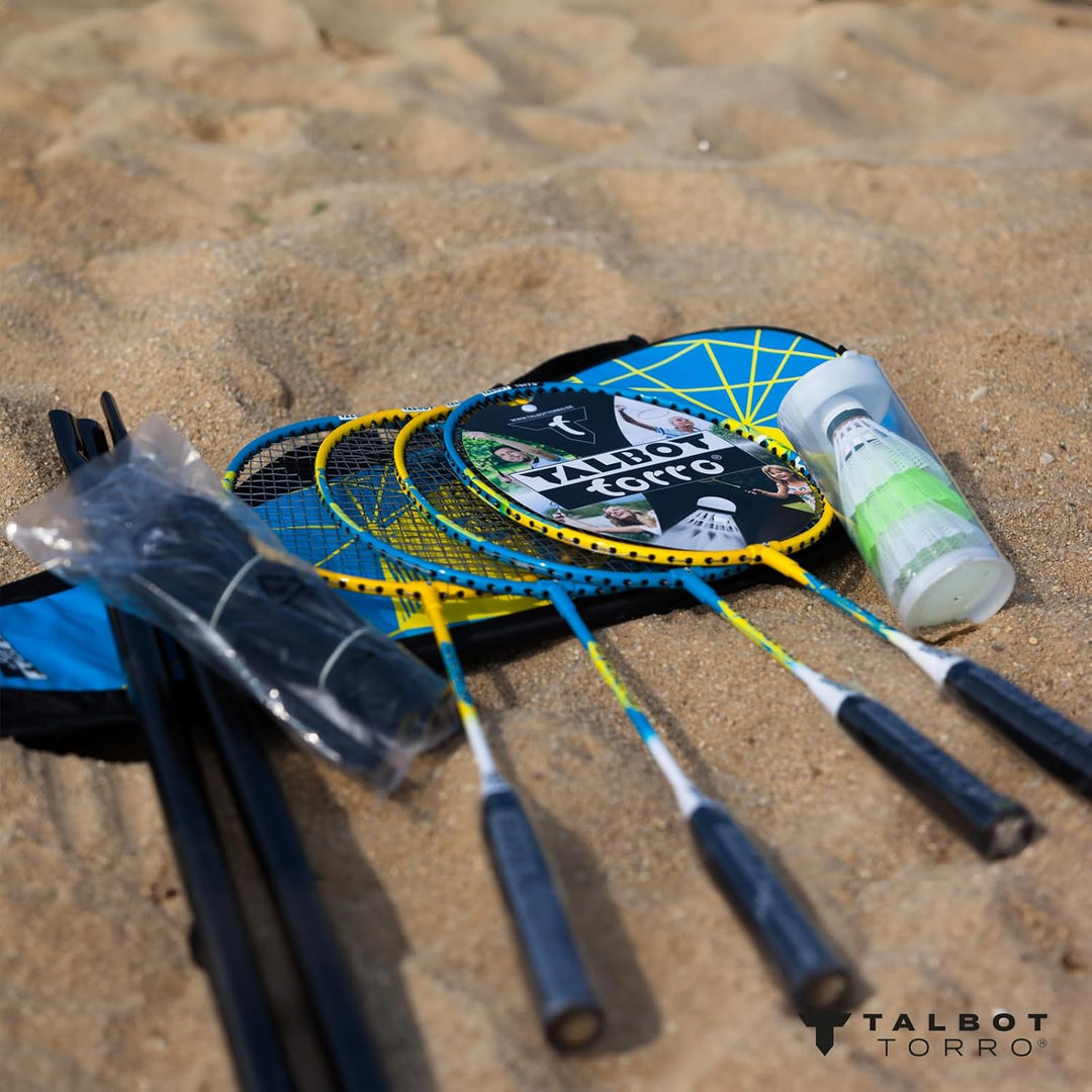 Talbot Torro Badminton-Set Family, Komplettset mit 2 Juniorschläger 53 cm, 2 Standardschläger, 3 Fed
