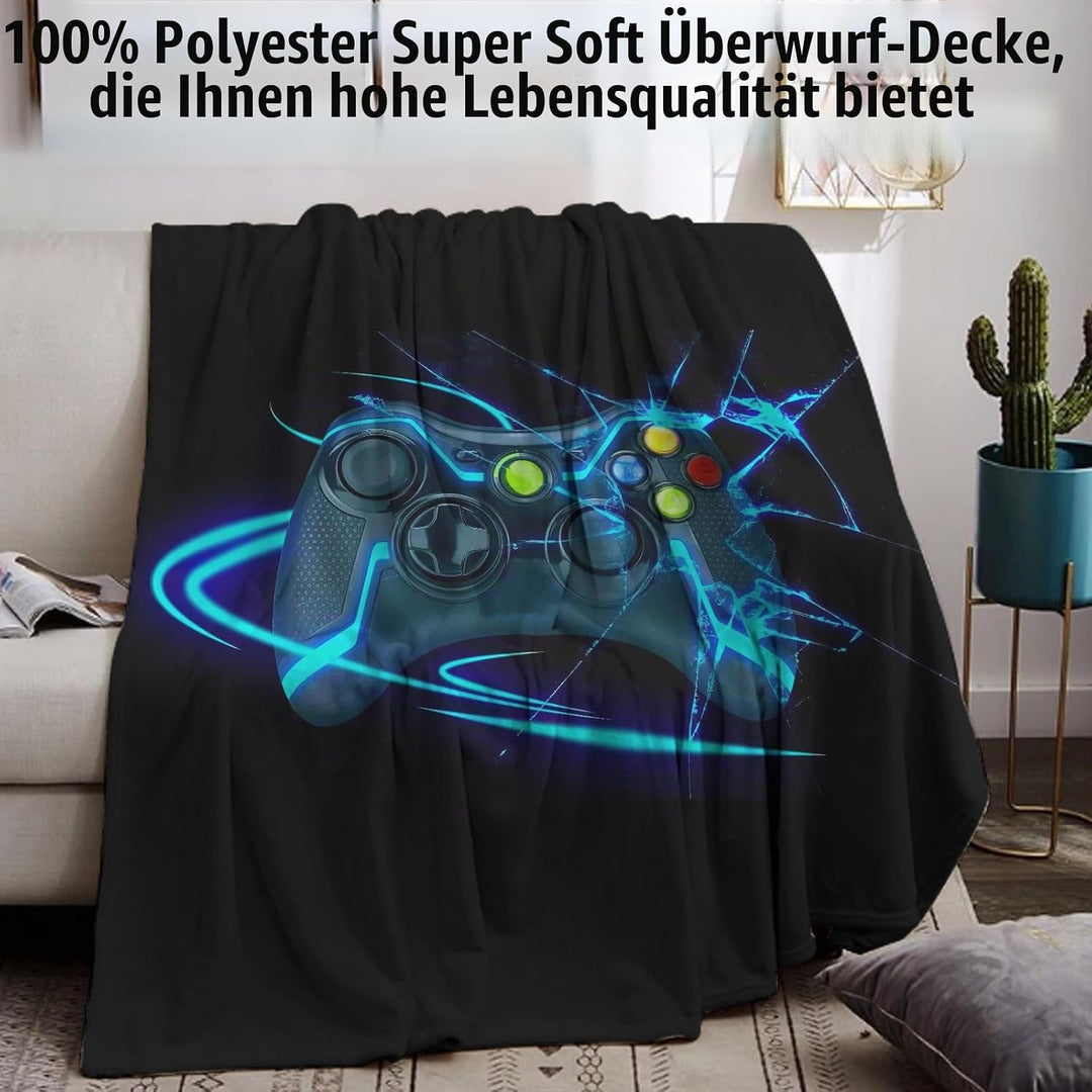 Gamepad Kuscheldecke Flanell Decke Spielkonsolen-Muster Fleecedecke Flauschig Weich und Warme,3D Gam