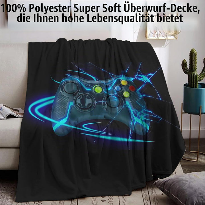 Gamepad Kuscheldecke Flanell Decke Spielkonsolen-Muster Fleecedecke Flauschig Weich und Warme,3D Gam