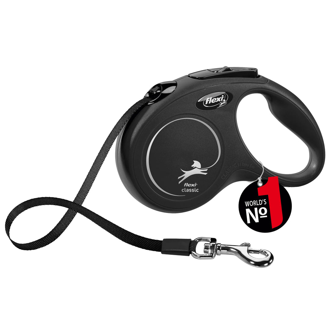 flexi® Classic S Gurt 5 m schwarz, Roll-Leine für Hunde bis 15 kg S: 5m (max. 15kg) Schwarz, S: 5m (