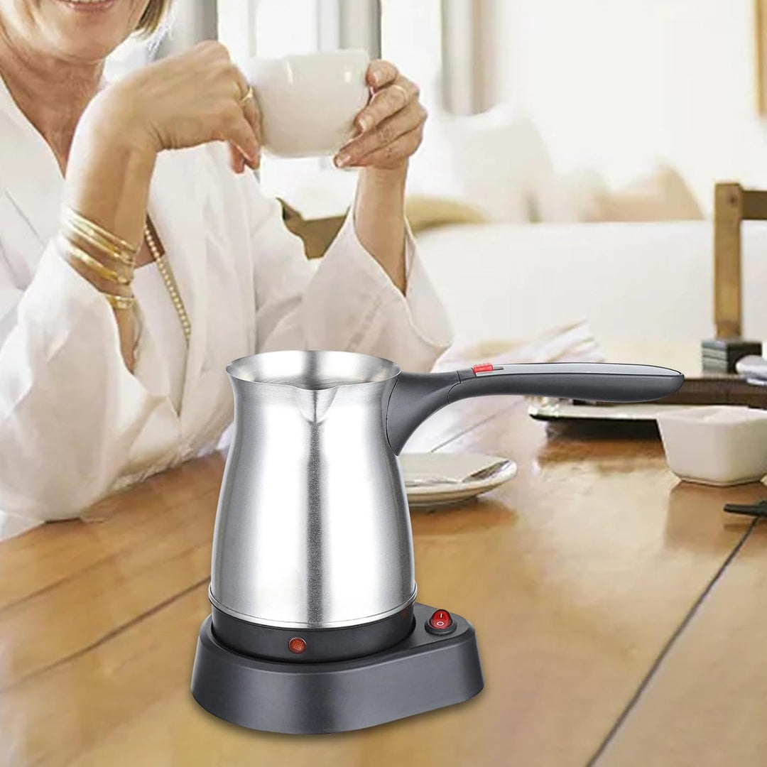 Milageto Espressokocher, 500 ml elektrische türkische Kaffeekanne, Edelstahl-Kaffeekessel, Teekessel