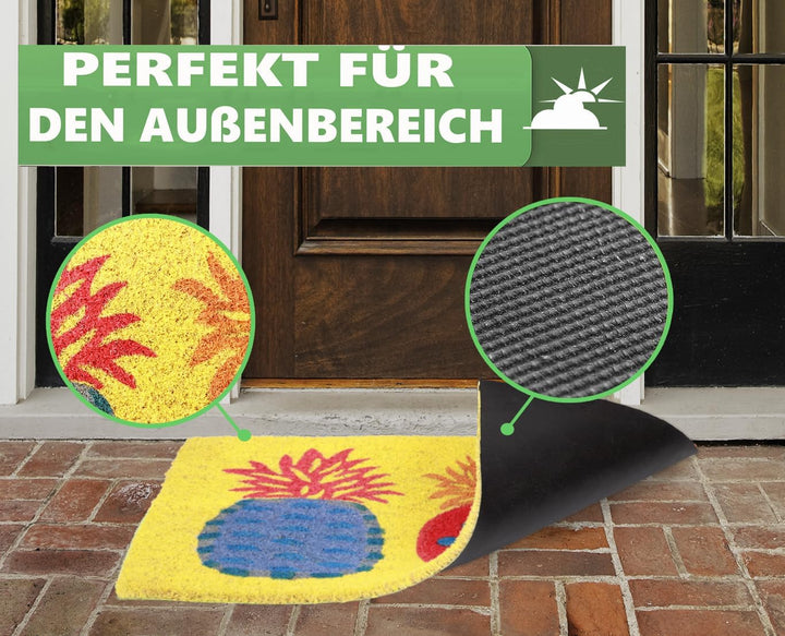 Betz 3er Kokosmatte aus 100% Kokos - Fussmatte - Fussabstreifer –Schmutzfangmatte Muster 3 Ananas Gr