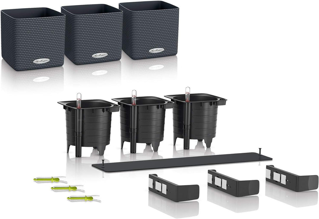 LECHUZA CUBE Color Green Wall Home Kit schiefergrau 13399 48x14x10 cm Schiefergrau, 48x14x10 cm Schi