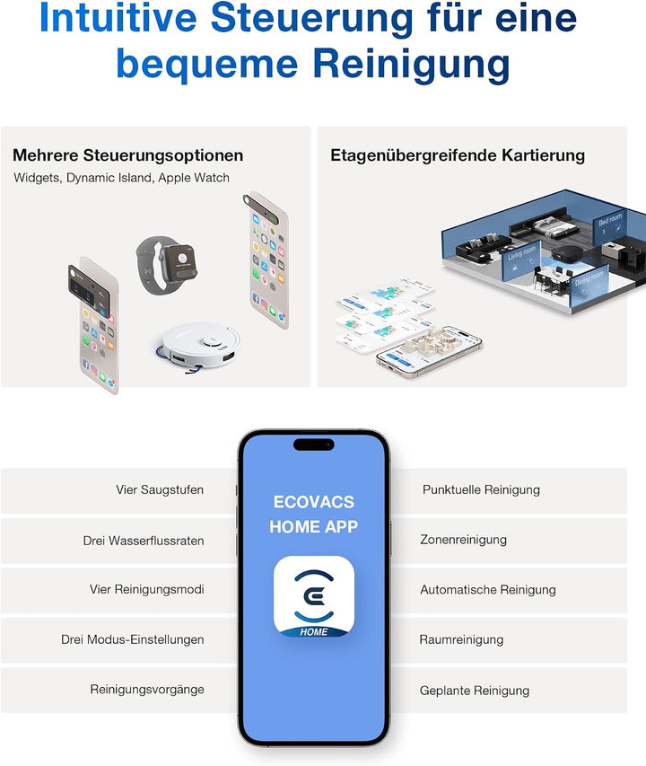 ECOVACS DEEBOT T30C Omni, Saugroboter mit Wischfunktion, 20.000 Pa, OZMO Turbo 2.0 Wischsystem, Zero