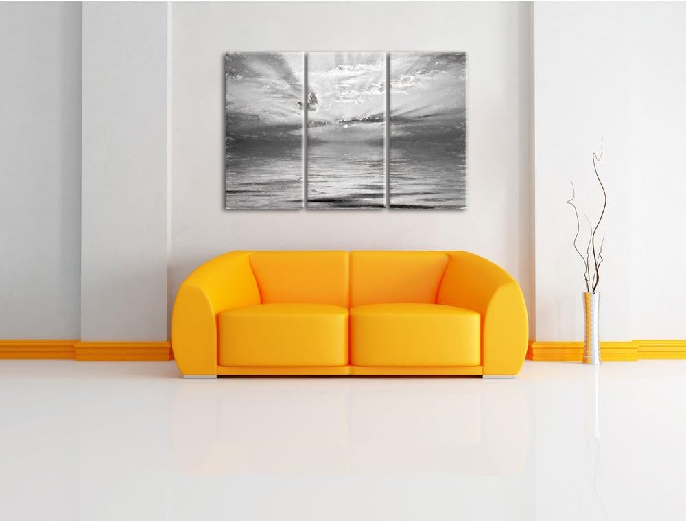 Pixxprint Sonnenaufgang im Meer als Leinwandbild/Grösse: 3 Teilig (120x80) cm/Wandbild/Kunstdruck/fe