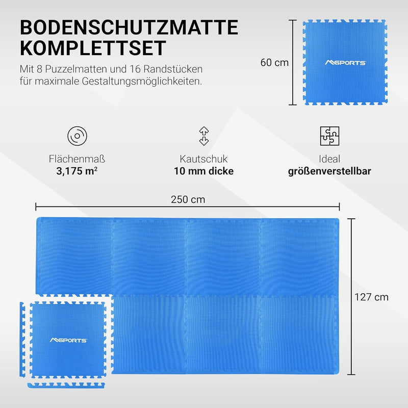 MSPORTS Bodenschutzmatten Set Premium - 8 Schutzmatten in verschiedenen Farben 3,175m² | Bodenschutz