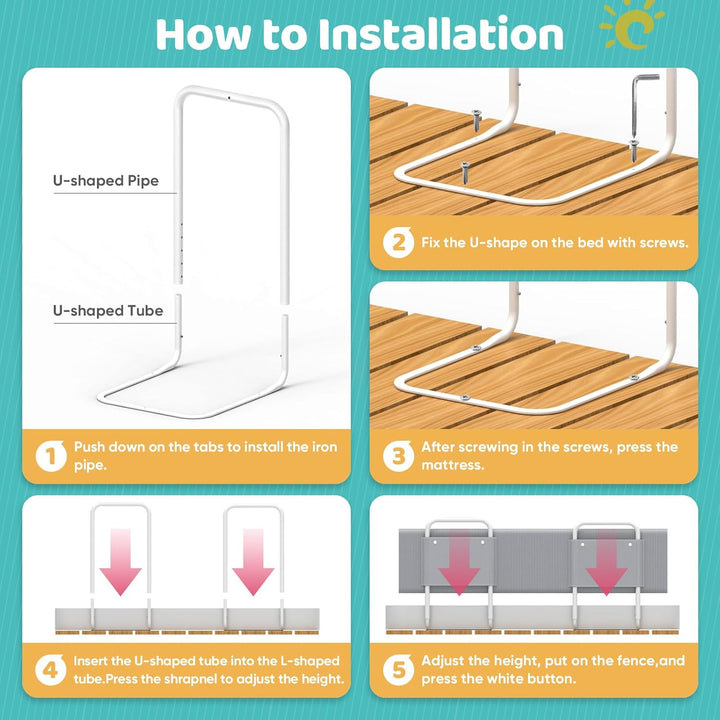 150CM Rausfallschutz Bett，Bettgitter Rausfallschutz，Bettschutzgitter für Kinder,Höhenverstellbar,Ein