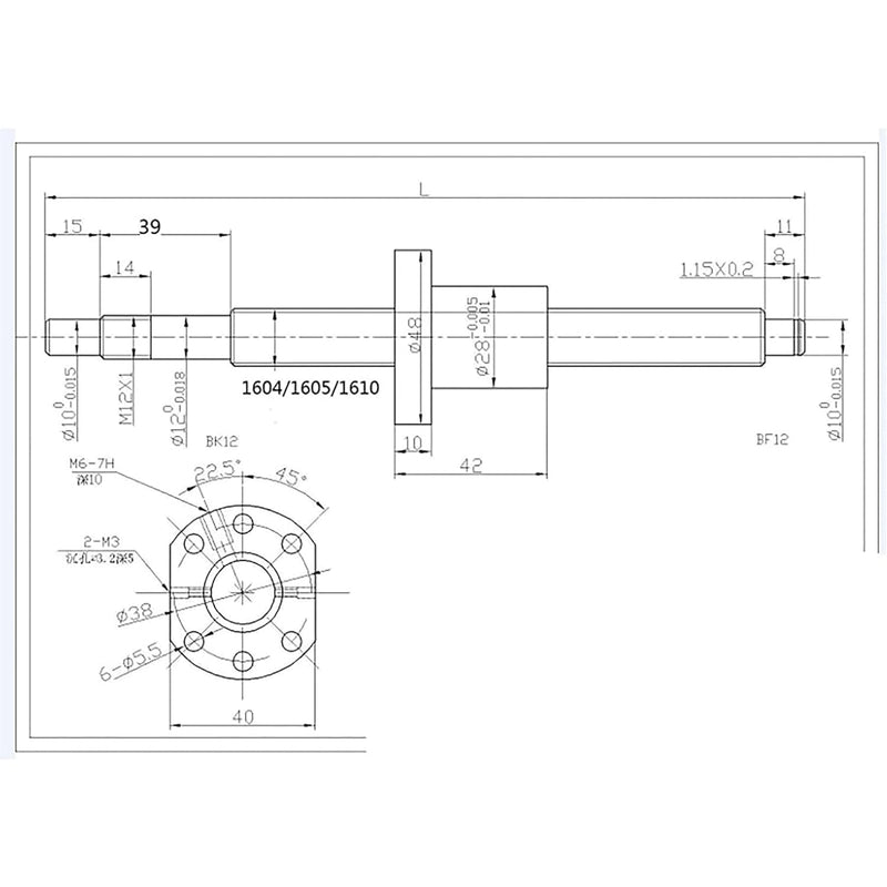 GooEquip SFU1604 Kugelumlaufspindel 800mm Antibacklash Kugelumlaufspindel Gewindemutter Spielfrei oh