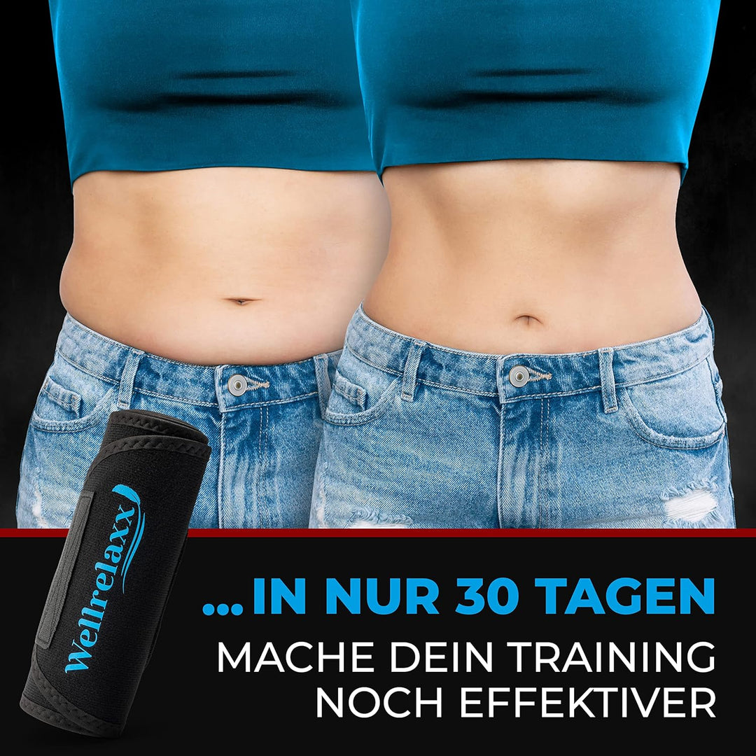 Bauchweggürtel Damen mit stark haftendem Klettverschluss - Schwitzgürtel bis 115cm - Waist Trainer D