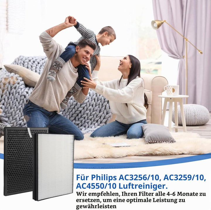 iAmoy Ersatzfilter Kit für FY3432/10 und FY3433/10 True HEPA und Aktivkohlefilter,kompatibel mit Phi