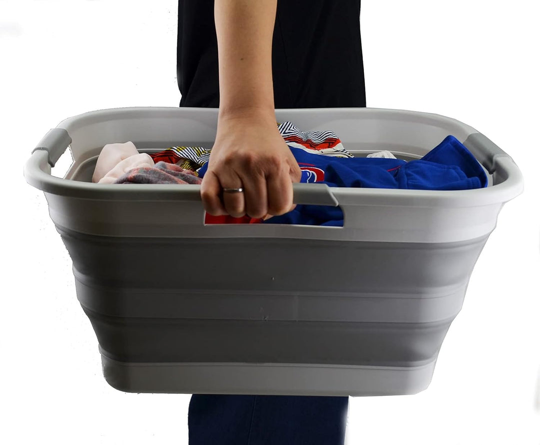 SAMMART 30L Faltbarer Wäschekorb aus Kunststoff – Faltbarer Pop-Up-Aufbewahrungsbehälter/Organizer –