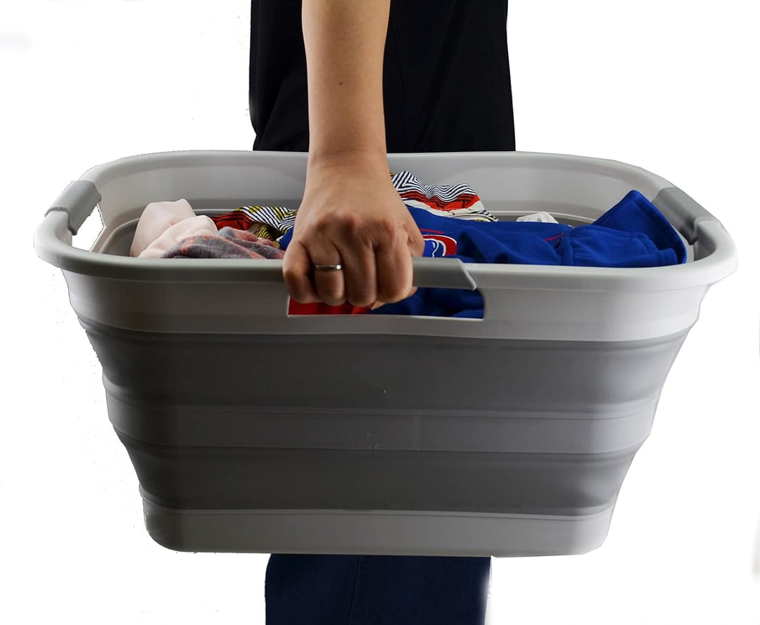 SAMMART 30L zusammenklappbarer Wäschekorb aus Kunststoff – faltbarer Pop-Up-Aufbewahrungsbehälter/Or