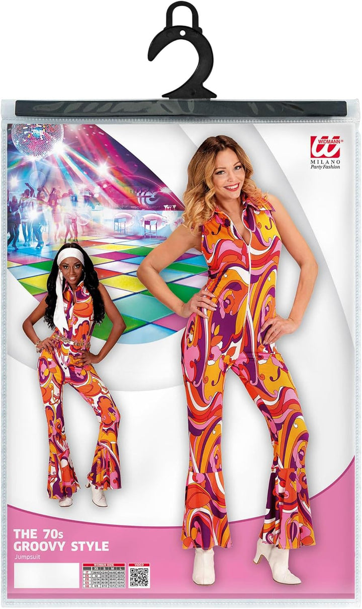 W WIDMANN MILANO Party Fashion - Kostüm 70er Jahre Overall, Disco Fever, Dancing Queen, Faschingskos