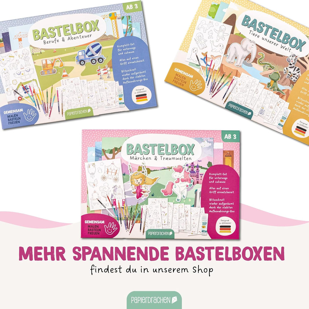 Papierdrachen Bastelbox Märchen & Traumwelten – Komplett-Set -inkl. Stanzbögen u. Hintergründen – 12