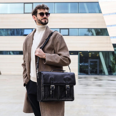 Time Resistance Leder Aktentasche Handgefertigte Umhängetasche Laptop Tasche für bis zu 15 Zoll Lapt