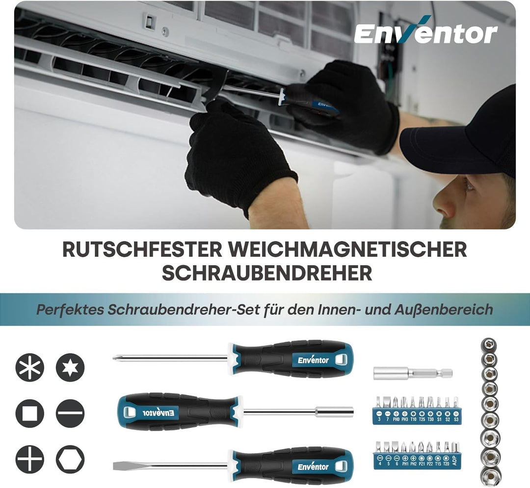 ENVENTOR Kleiner Werkzeugkoffer für Frauen, Haushalts Werkzeug-Set, Werkzeugkasten Rosa, Universal K