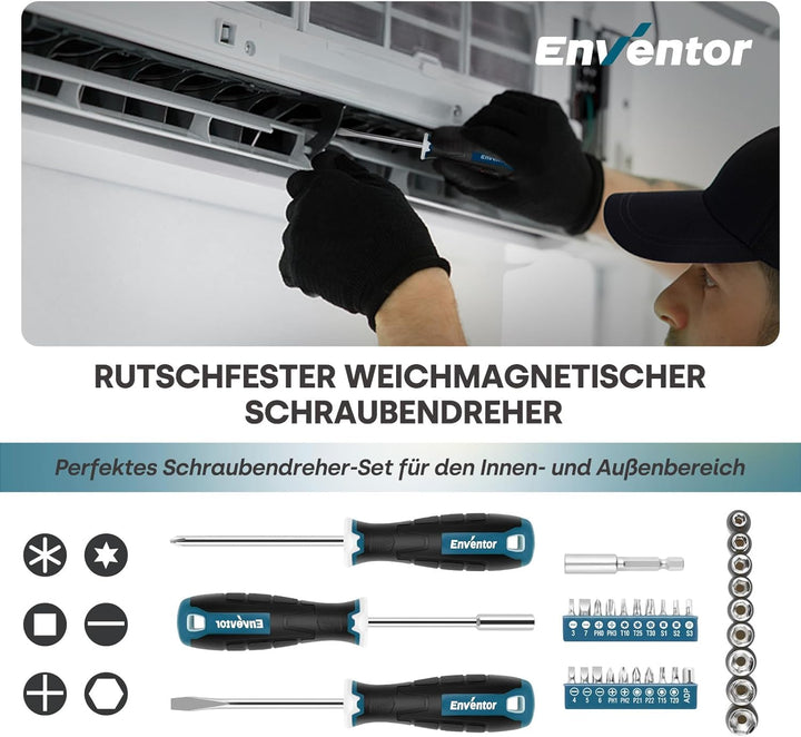 ENVENTOR Kleiner Werkzeugkoffer für Frauen, Haushalts Werkzeug-Set, Werkzeugkasten Rosa, Universal K