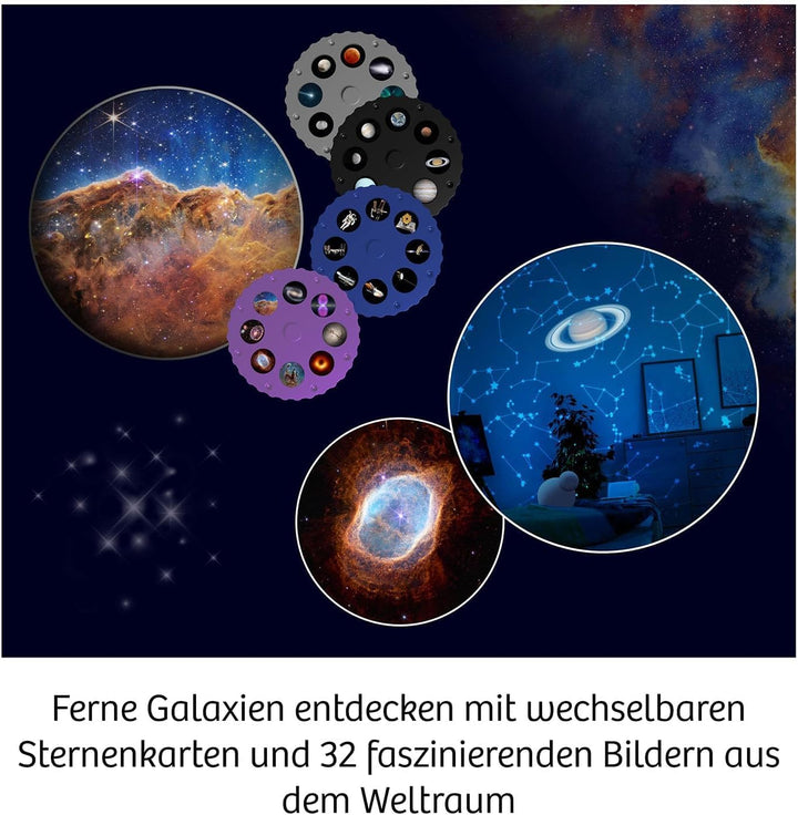 KOSMOS 676902 Zimmer Planetarium Projektor mit 2 auswechselbaren Sternkarten, spannende Infos zum St