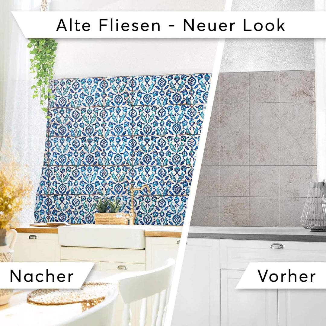60 Stück Fliesenfolie für Küche und Bad 15x15 cm - Mosaikfliesen, Fliesensticker - selbstklebende Fl
