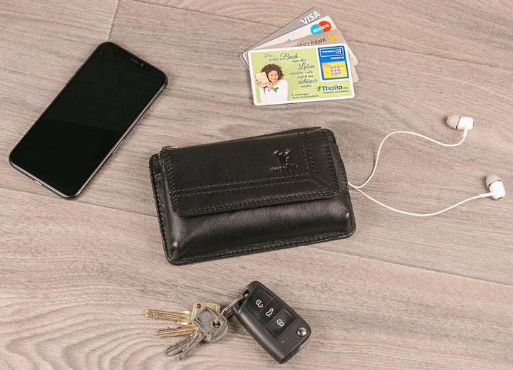 MATADOR Echt Leder Gürteltasche mit Magnetverschluss und YKK Reissverschlussfach mit RFID Schutz für