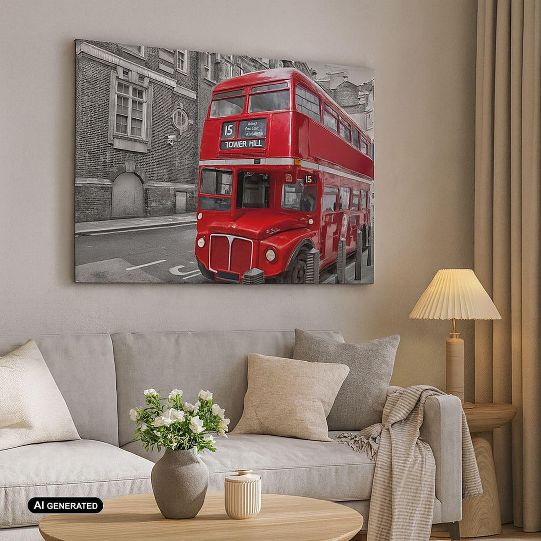 Bilder auf Leinwand Bus Denkmal London Geschichte Leinwandbild 70x50cm Wandbilder Dekoration Wohnzim