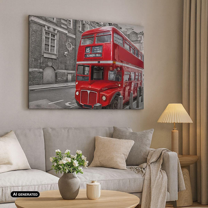 Bilder auf Leinwand Bus Denkmal London Geschichte Leinwandbild 70x50cm Wandbilder Dekoration Wohnzim