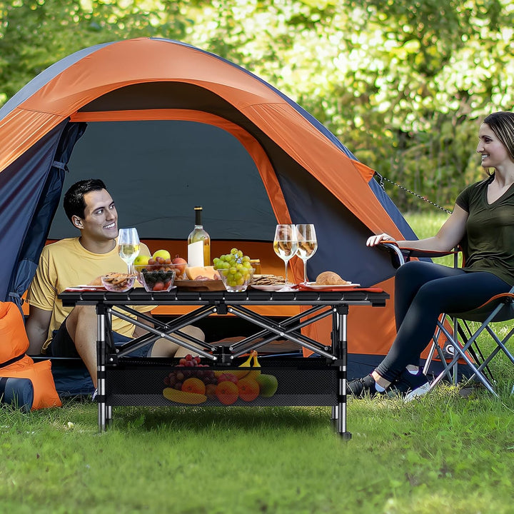 GARLLEN Campingtisch klappbar, 82x40cm & 2 Höhenverstellbar(44/70cm), Aufrollbare Tischplatte, abneh
