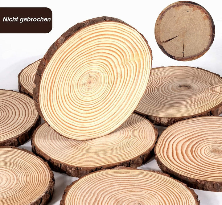 8 Stücke Holz Log Scheiben, 16-17CM Unvollendete Runde Naturholz Baumscheiben ohne Loch Ca.15mm Dick