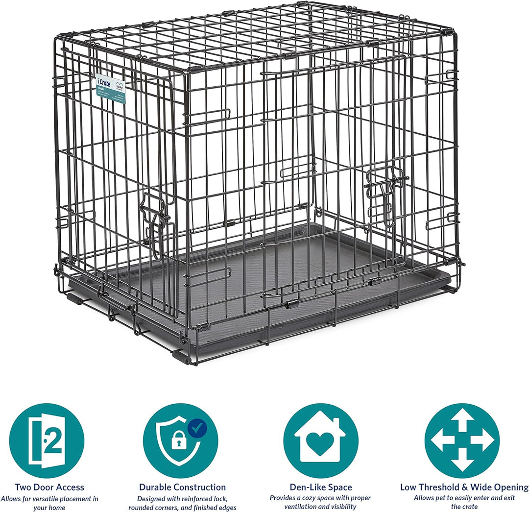 MidWest Homes for Pets iCrate Modell 1524 Hundebox, ca. 61 cm lang, mit Doppeltür, auslaufsicherer B